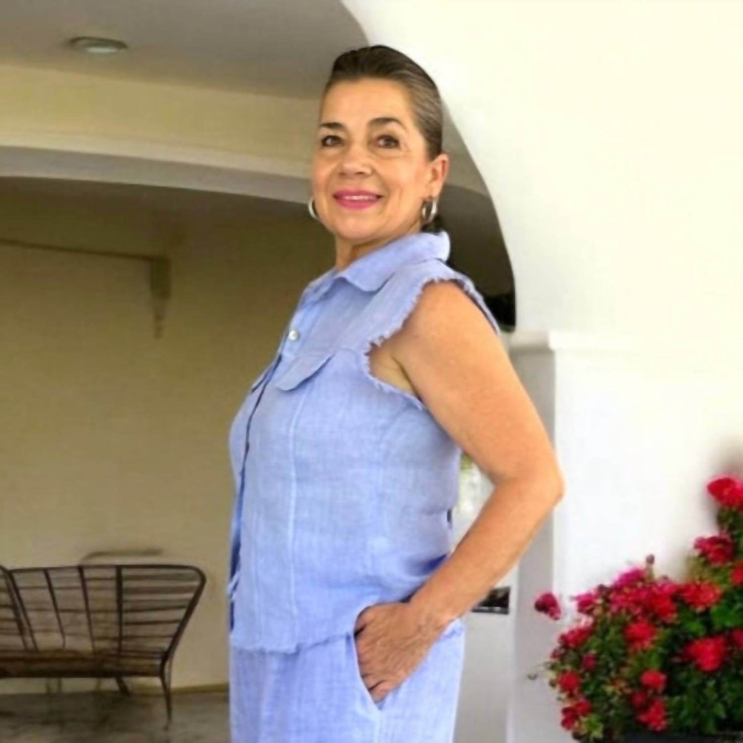 Joyna - Light Linen Waistcoat Top - Rack Hunt -