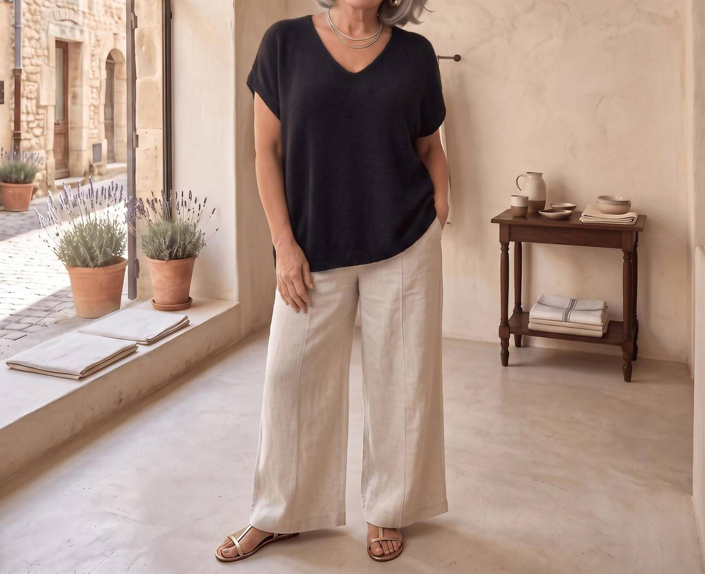 Soft Alpaca V-Neck Top