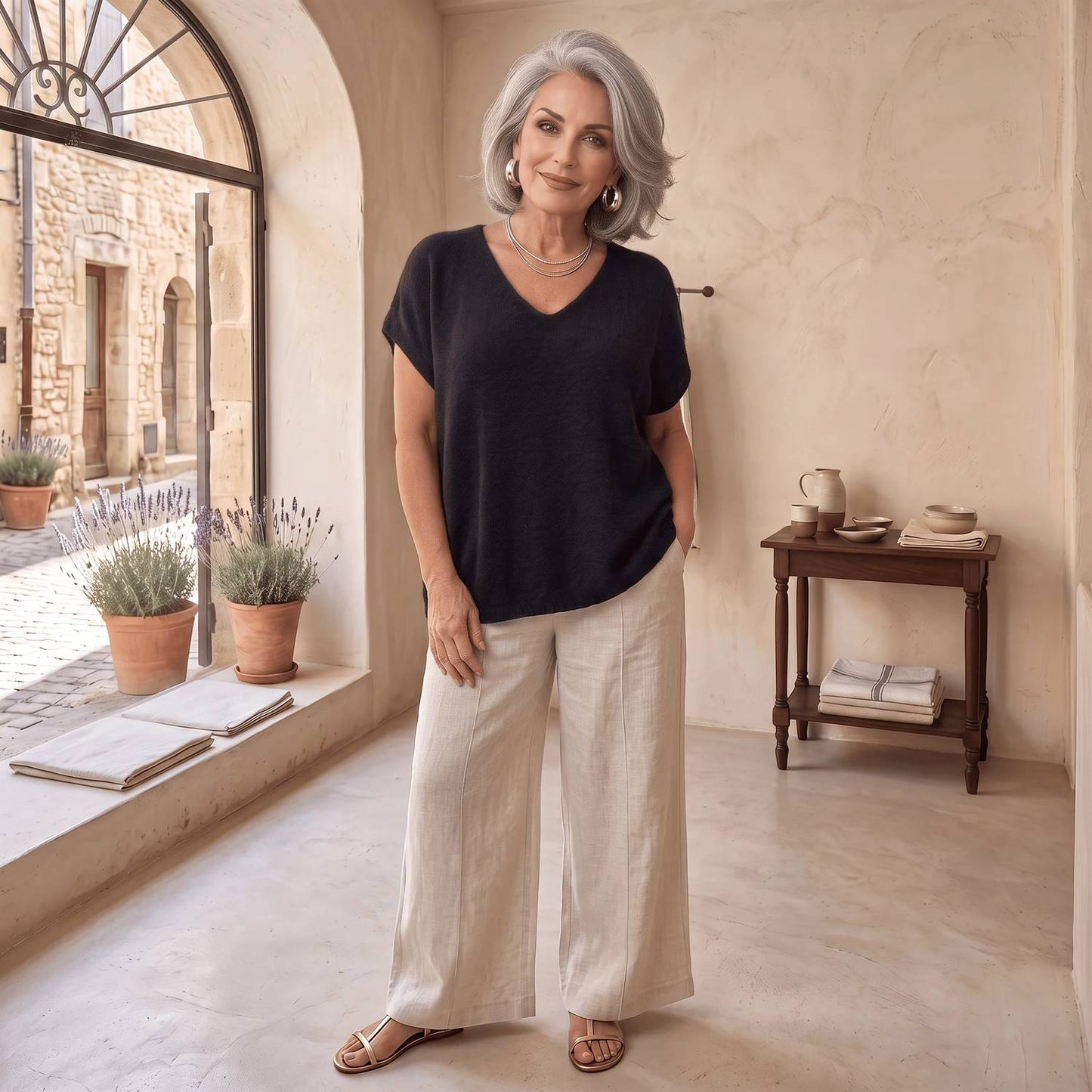 Soft Alpaca V-Neck Top