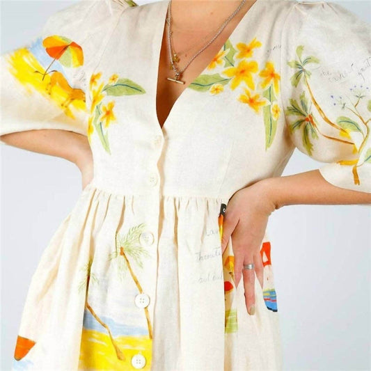 Sheer Trend - Casual Printed Bubble Sleeve Dress - Rack Hunt -