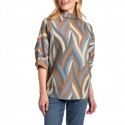 Interlacing Lines Sweater With Contrast Cuffs