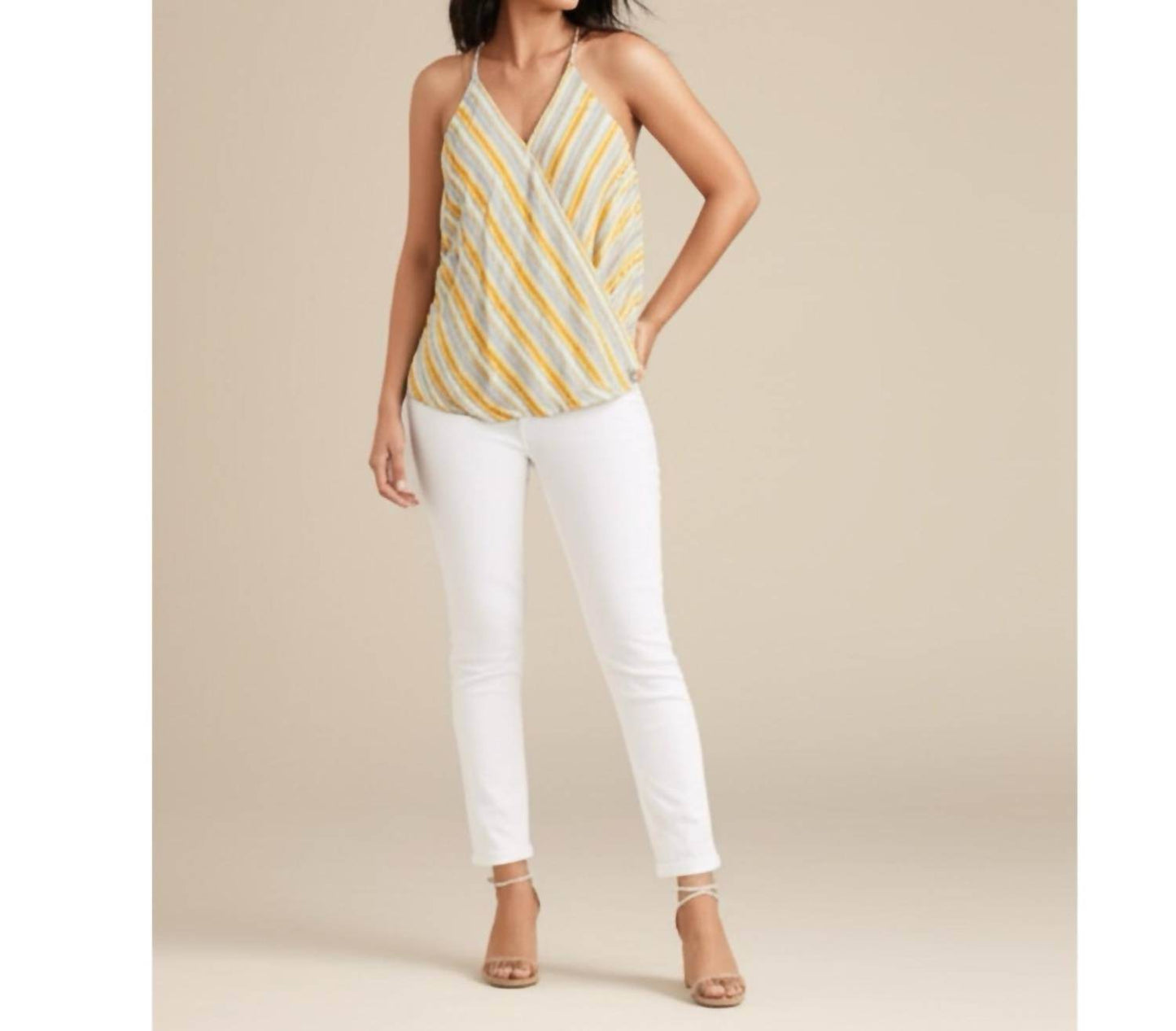 Market & Spruce - Coastal Lady V-neck Sleeveless Blouse - Plus - Rack Hunt -