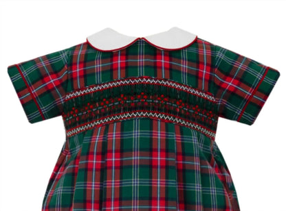 Anavini - Boy's Plaid Smocked Short Sleeve Bubble - Rack Hunt