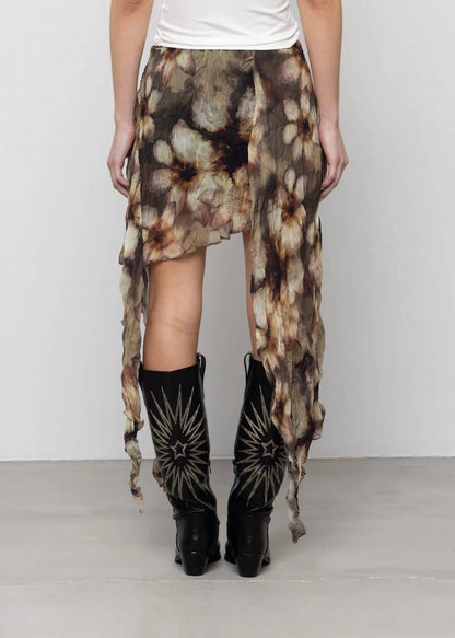 Women's Petal Moon Printed Asymmetric Skirt