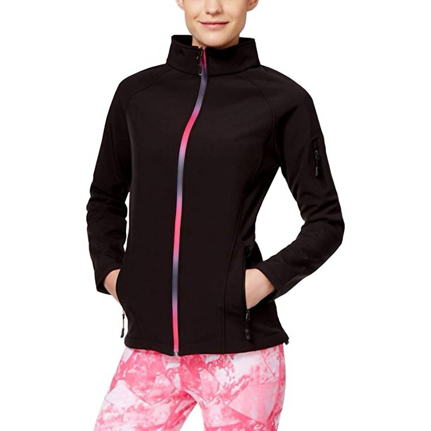 Ideology Womens Fall Softshell Fleece Outerwear Water Resistant Jack