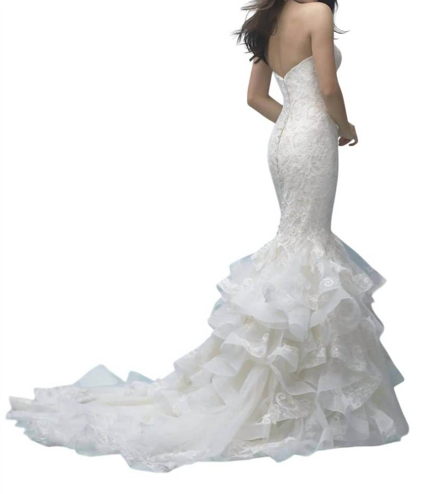 Allure Bridals - Strapless Ruffled Lace Mermaid Wedding Gown - Rack Hunt