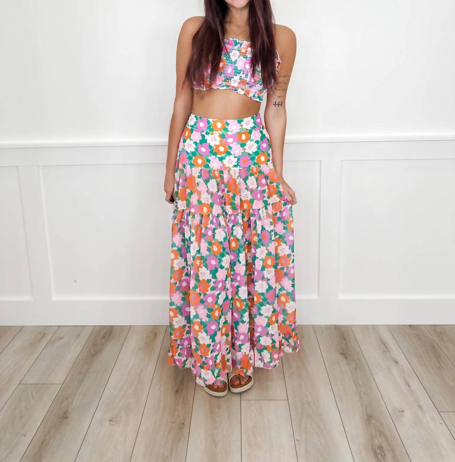 She's Top Shelf Floral Smocked Two-piece Swim Set