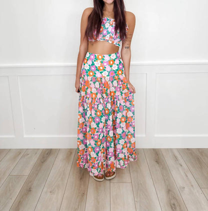She's Top Shelf Floral Smocked Two-piece Swim Set