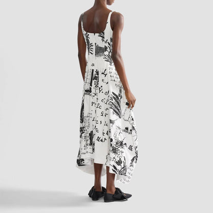 Metallised Cotton Draped Midi Dress