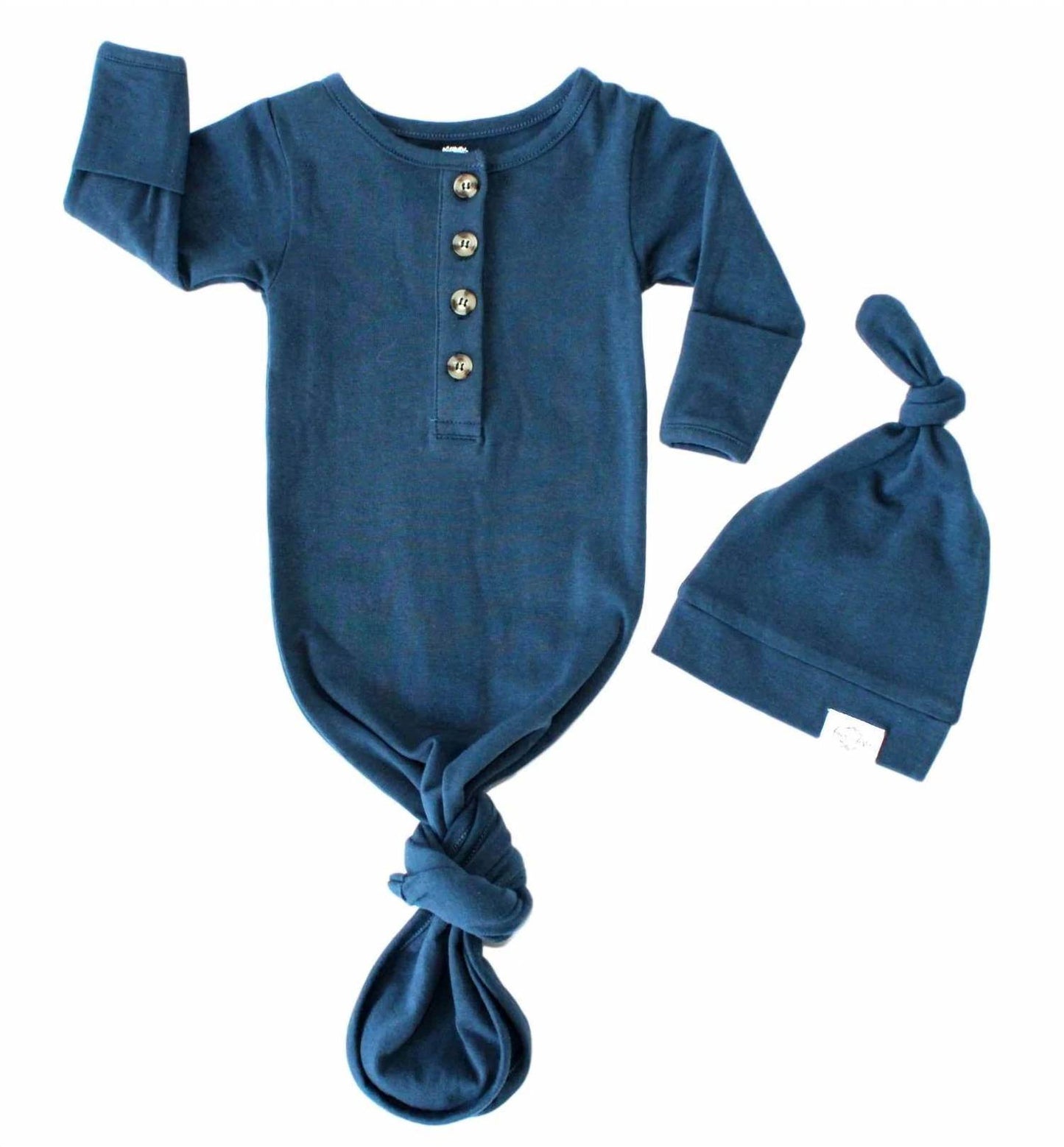 Fawn & Foster - Baby Organic Knotted Gown + Top Knot Hat - Rack Hunt -