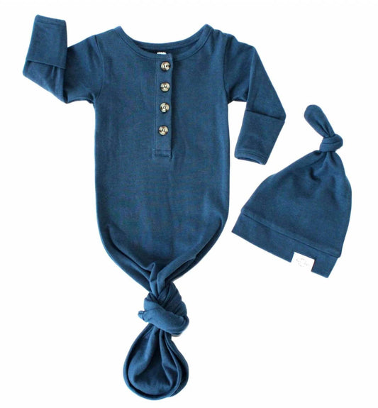 Fawn & Foster - Baby Organic Knotted Gown + Top Knot Hat - Rack Hunt -