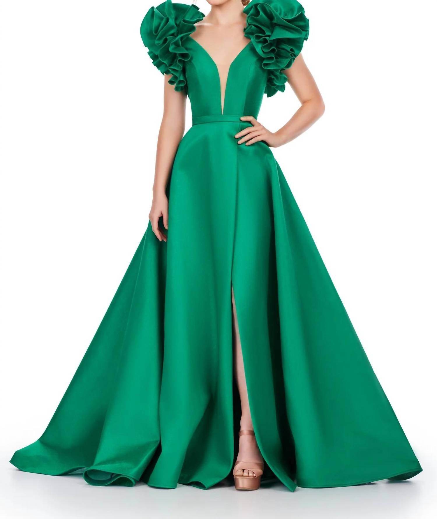 ASHLEYlauren - Ruffle Sleeve Prom Dress - Rack Hunt