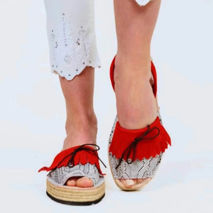 Numa by Spanians - Women's Fringes Wedge Sandal Narrow - Rack Hunt