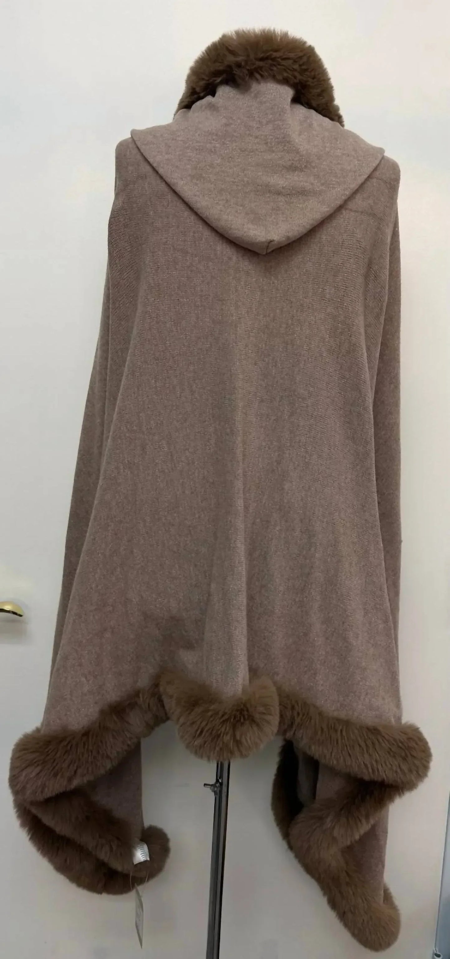 La Fiorentina - Faux Fur Trim Wrap With Hood - Rack Hunt