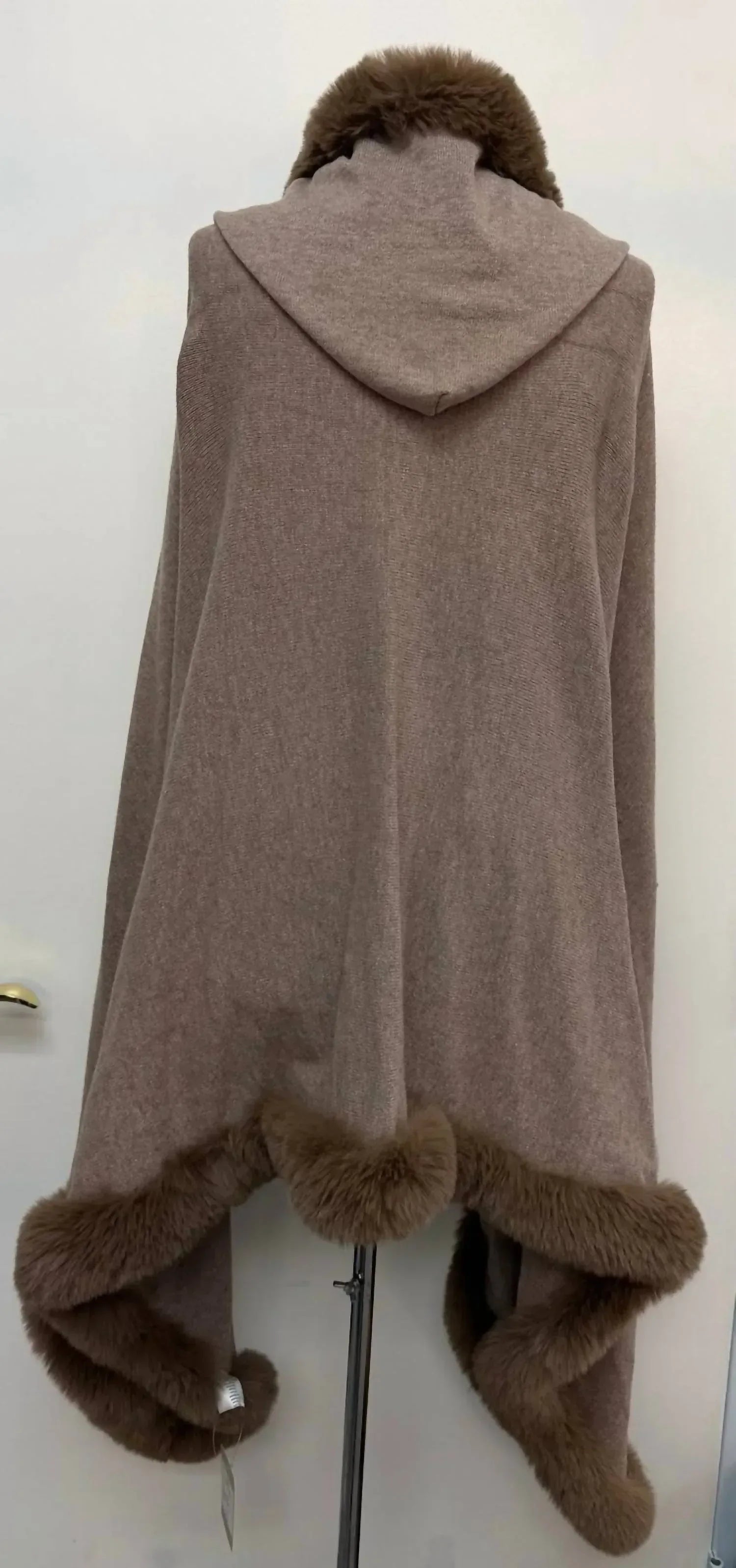La Fiorentina - Faux Fur Trim Wrap With Hood - Rack Hunt