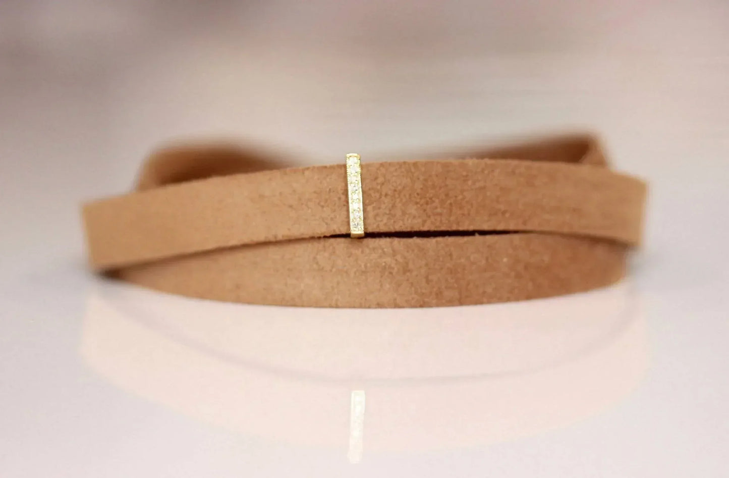 La Soula Jewelry - Women's Diamond Bar Suede Choker Necklace - Rack Hunt