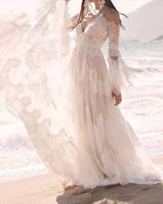 Marcail Bell Sleeves Wedding Dress