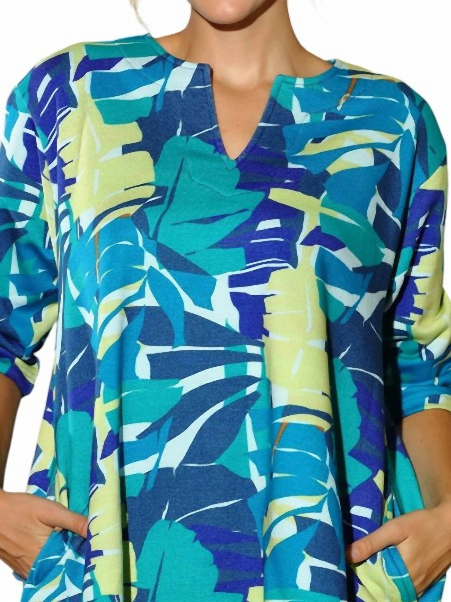 KikiSol - Searenity Leaf French Terry Tunic With Pockets - Rack Hunt -