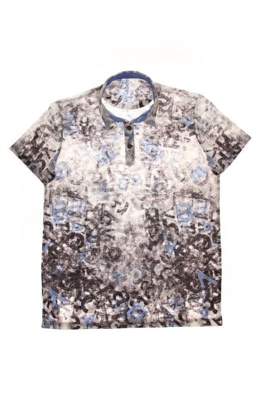 Falling Letters Print Polo Shirt