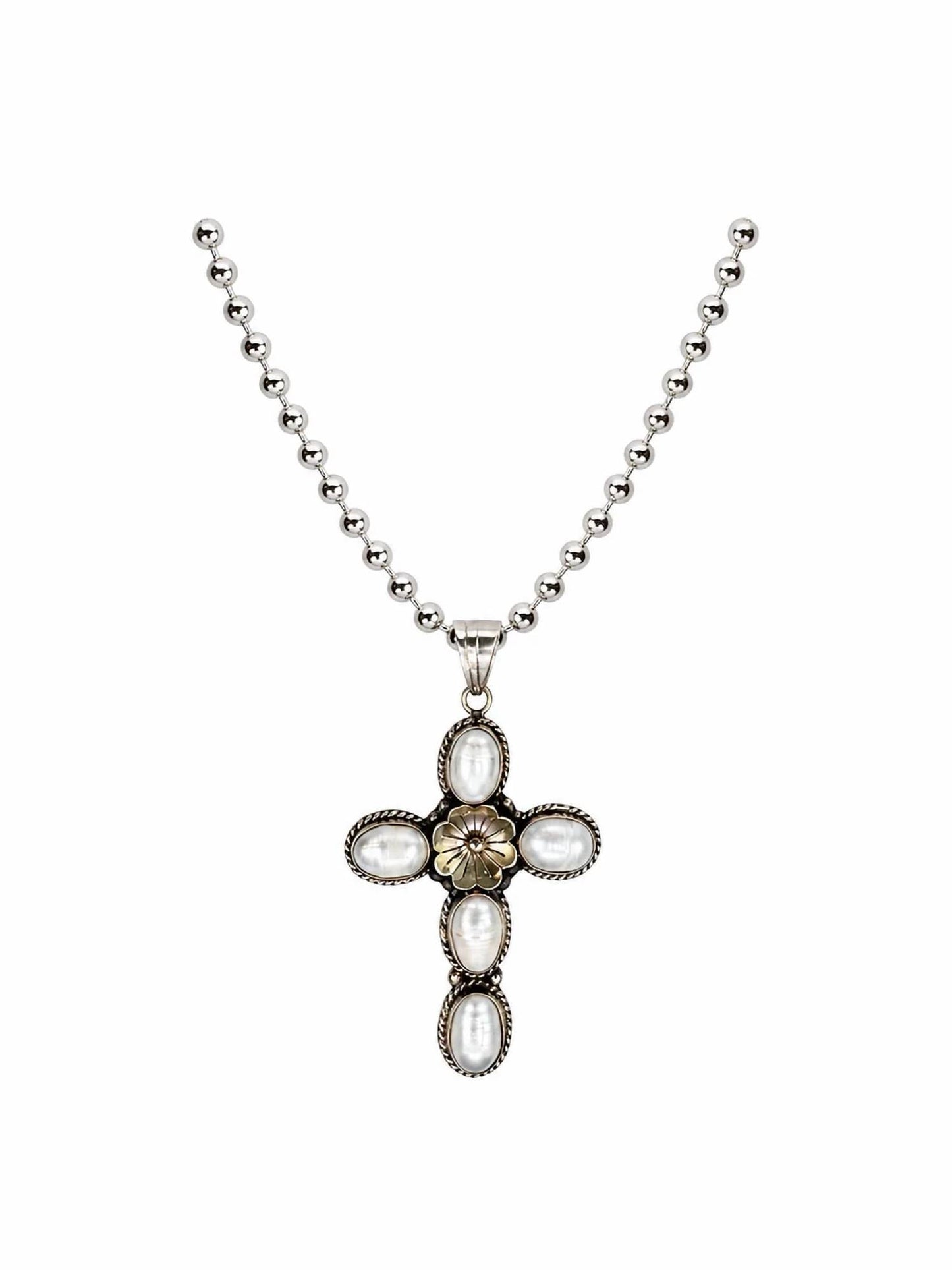 Pearl Cross Statement Necklace