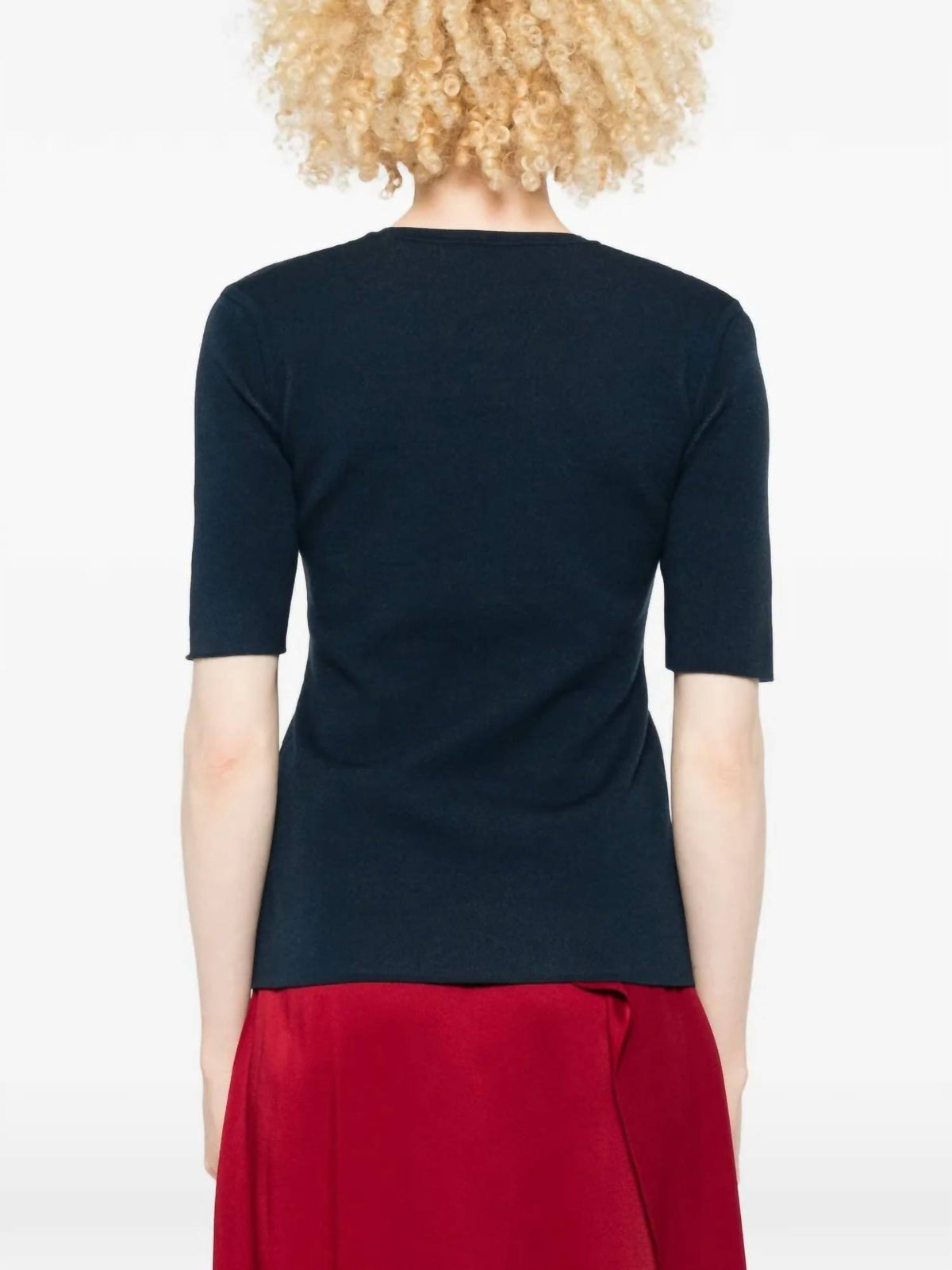 Short Sleeve Floral-motif Knitted Top