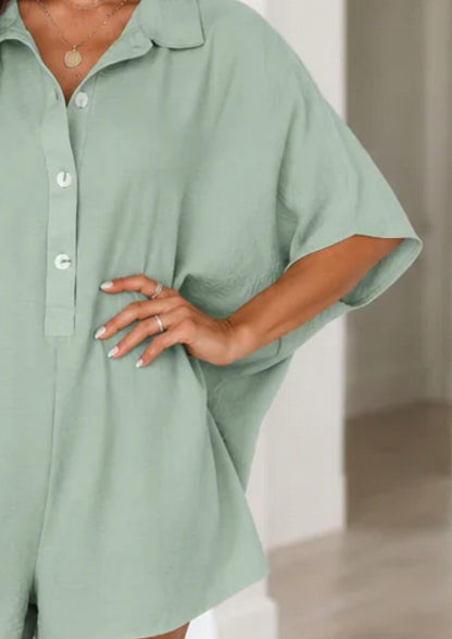 Half Button Loose Romper
