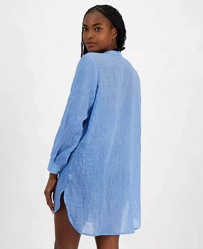 J.Valdi - Women's Big Shirt Button-front Long-sleeve Swim Cover-up - Rack Hunt