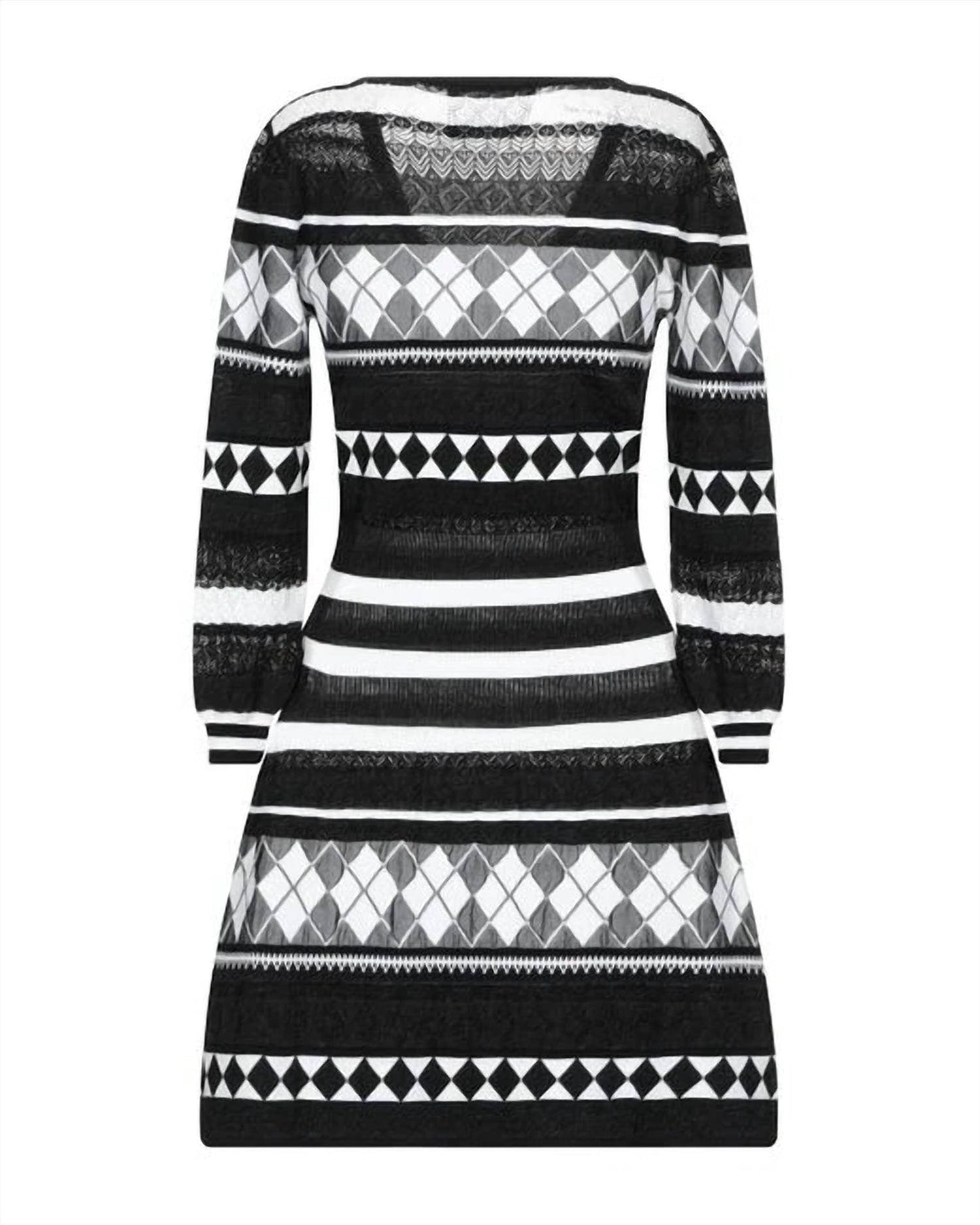 Boutique Moschino - Black White Knit Argyle Knit Dress - Rack Hunt -