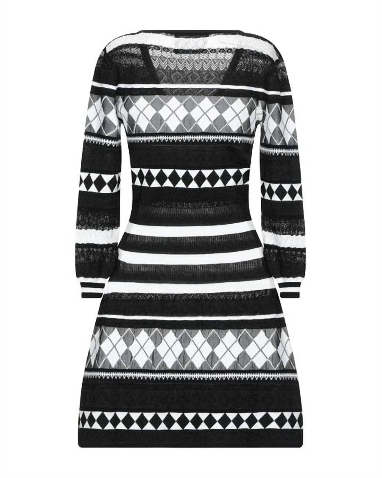 Boutique Moschino - Black White Knit Argyle Knit Dress - Rack Hunt -