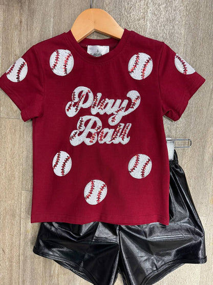 Girl's Sequin Baseball Tee