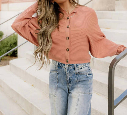 Lena Rib Knit Button Cardigan