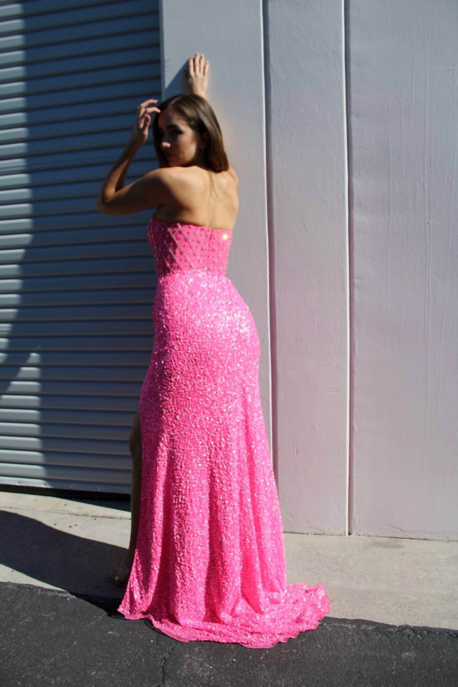 Aleta - Long Fitted Beaded Formal Prom Dress - Rack Hunt -