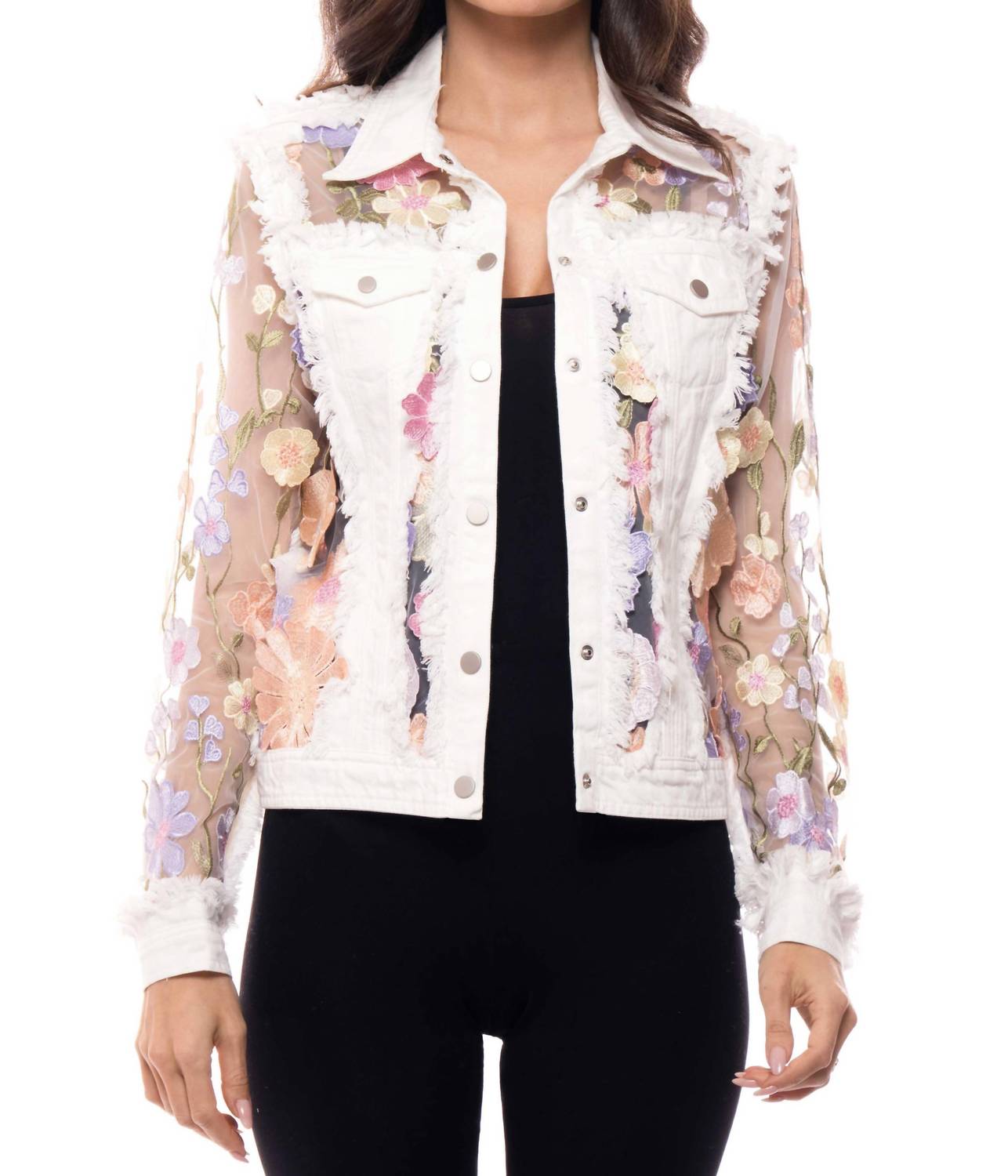 Embroidered Denim And Lace Bohemian Jacket