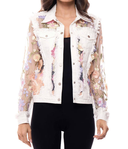 Embroidered Denim And Lace Bohemian Jacket