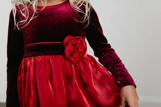 Kids Christmas Holiday Rosette Dress