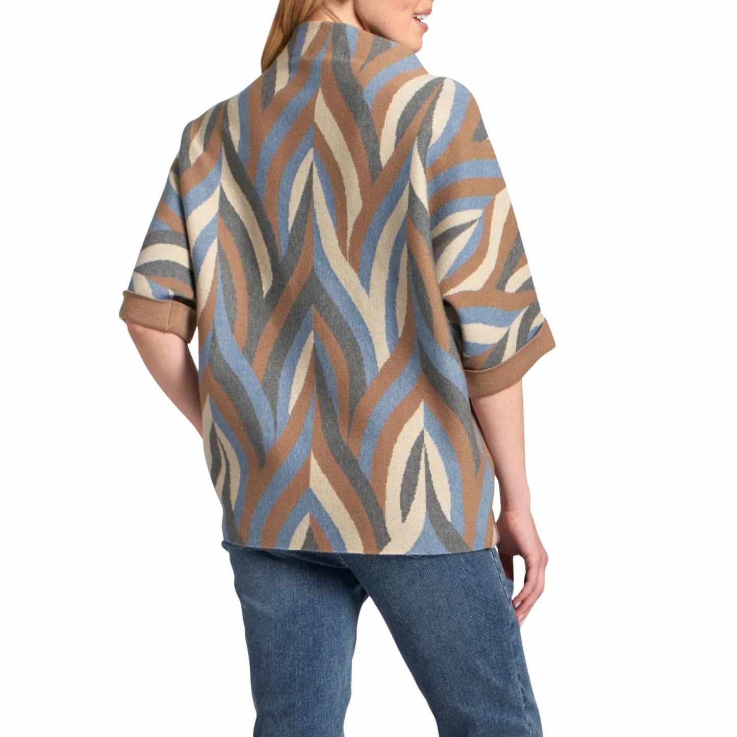 Interlacing Lines Sweater With Contrast Cuffs