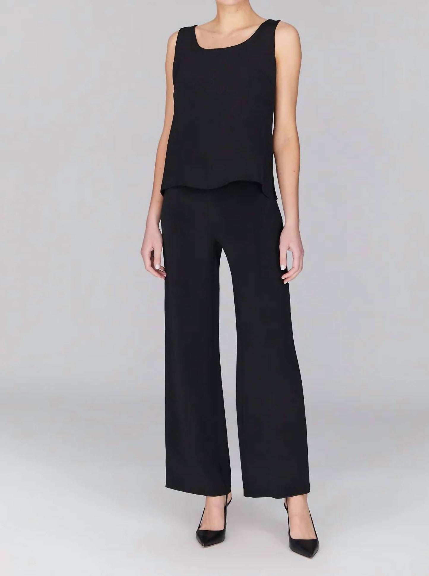 Silk Essential Wide Leg Pant With Flat Front & Back Elastic