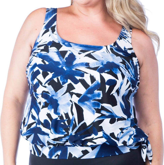 Maxine - Floral Blouson Tankini Top - Plus Size - Rack Hunt -