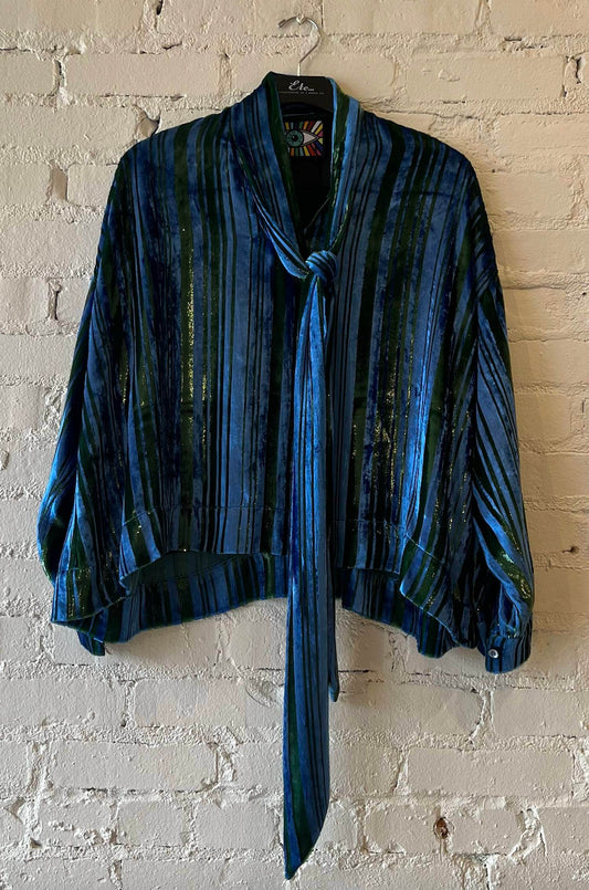 Libertine - Women's Lines Velvet Tie Blouse - Rack Hunt -