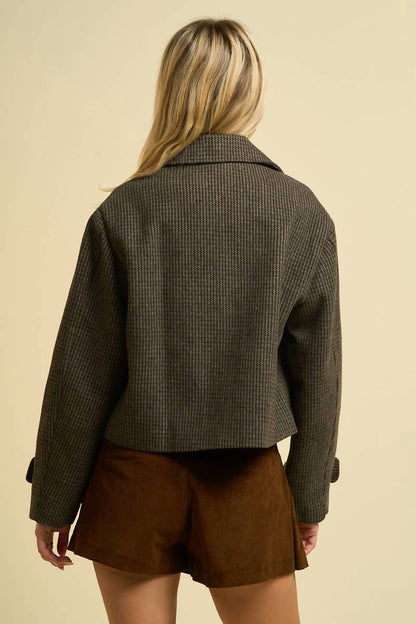 Houndstooth Cropped Jacket