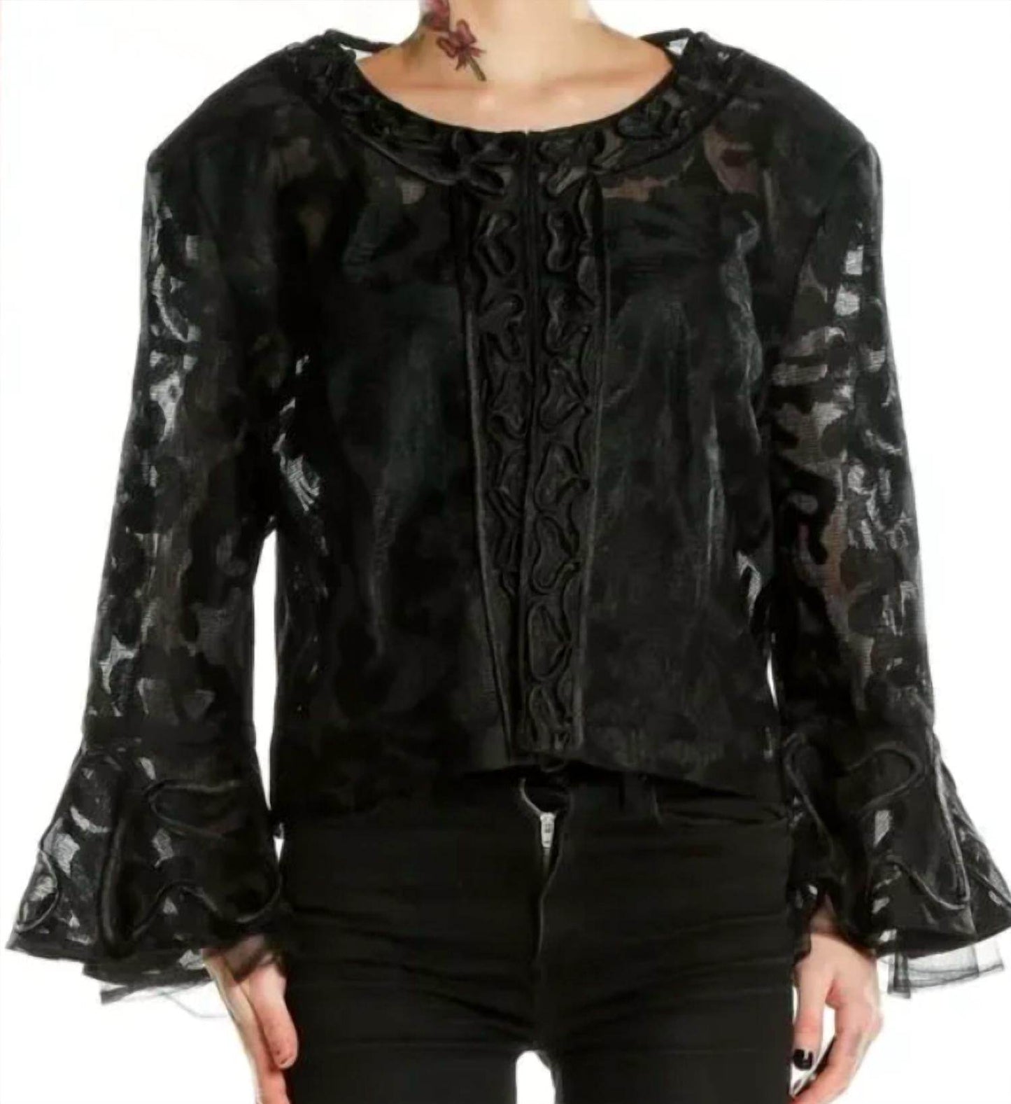 Terramina - Lace Bell Sleeve Crop Top - Rack Hunt -