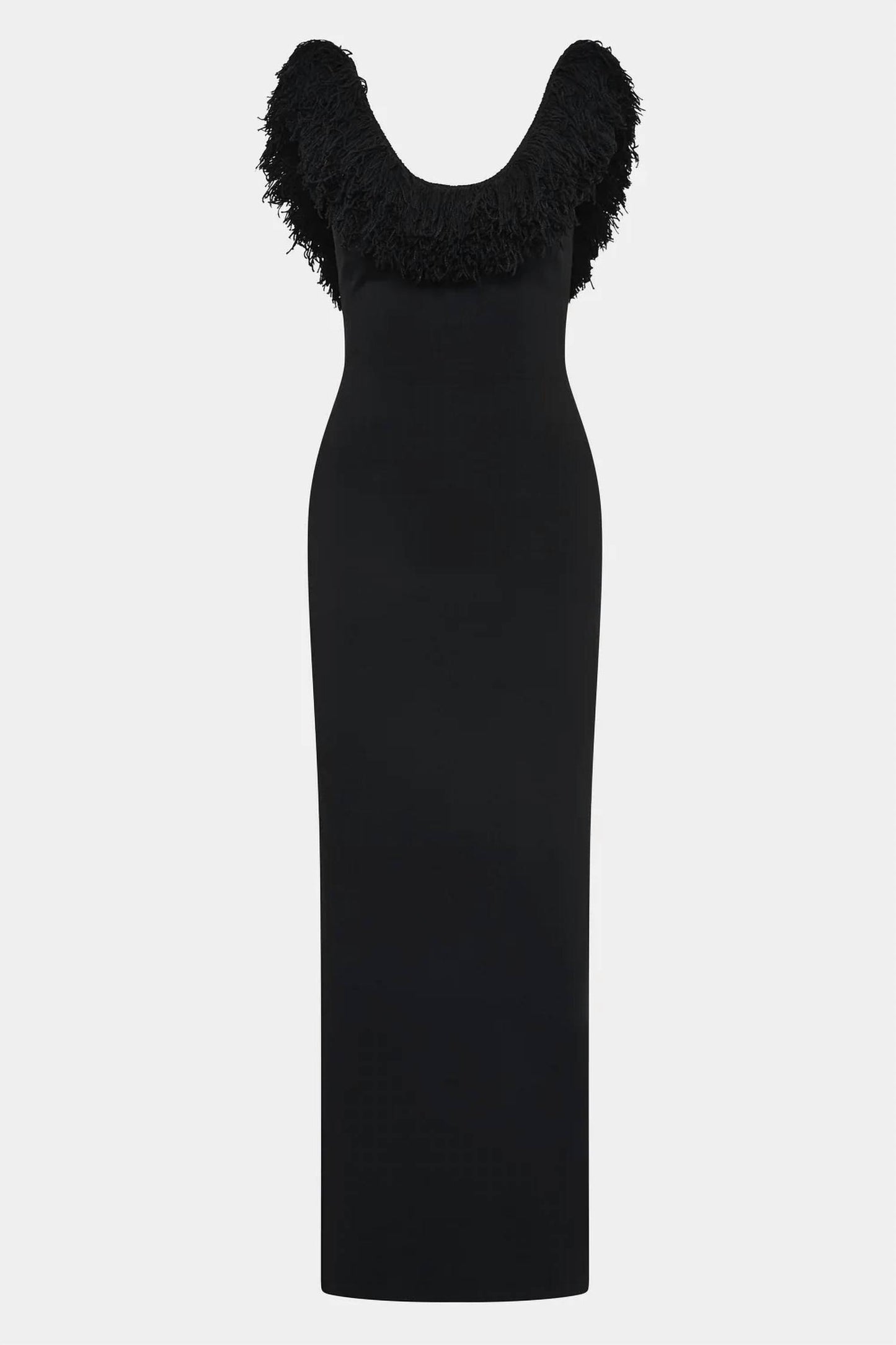 MARCELLINE FRINGE SCOOP BACK GOWN