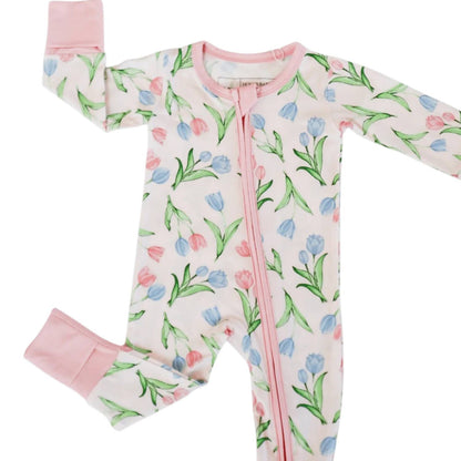 Kids Tulips Bamboo Zipper Romper