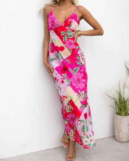 Blushing Garden Patchwork Maxi Dress
