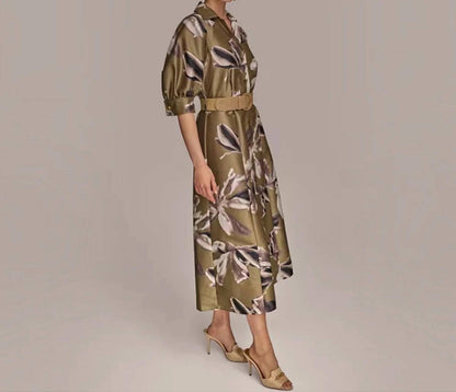 Print Belted Midi Shirtdress