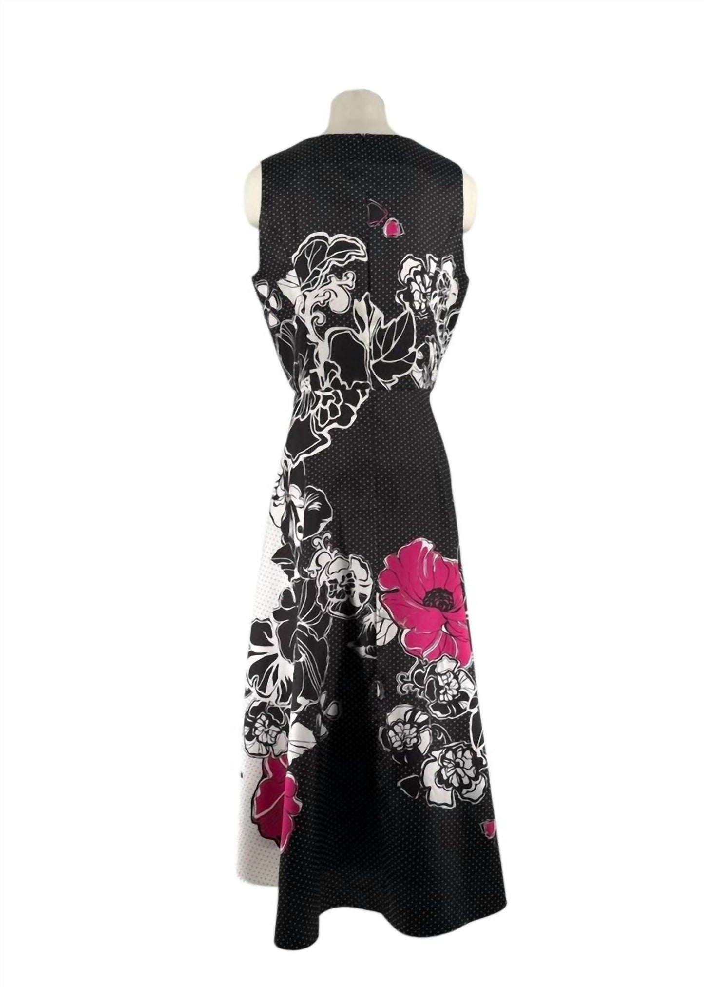 Silk Dot And Floral Midi Dress