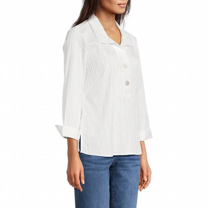 3/4 Sleeve Button Front Placket Shirt