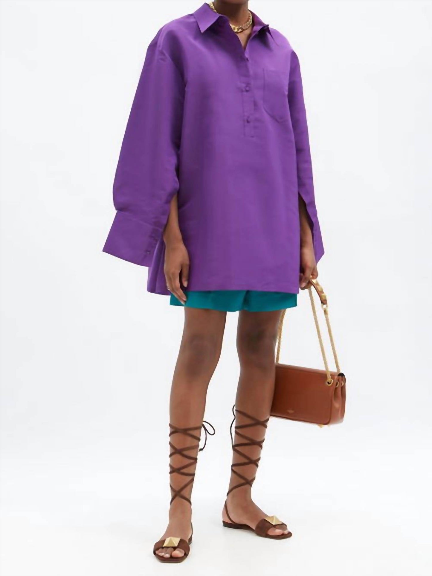 Valentino - Oversized Silk Faille Shirt Dress - Rack Hunt