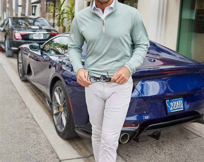 Men's 1/4 Zip Long Sleeve Knit Sweater