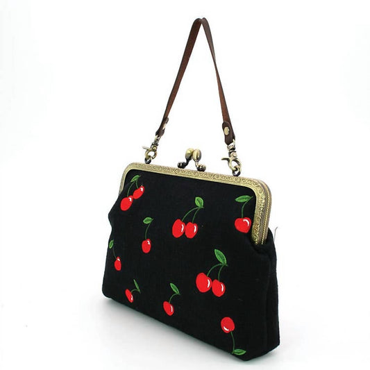 Women's Cherry Kisslock Bag